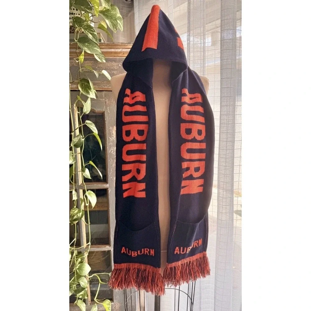 Auburn University Hooded Scarf with Pockets Navy Blue Orange 66